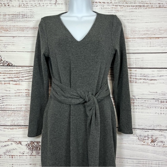 White House Black Market Heather Gray Long Sleeve Knit Dress - Picture 2 of 14